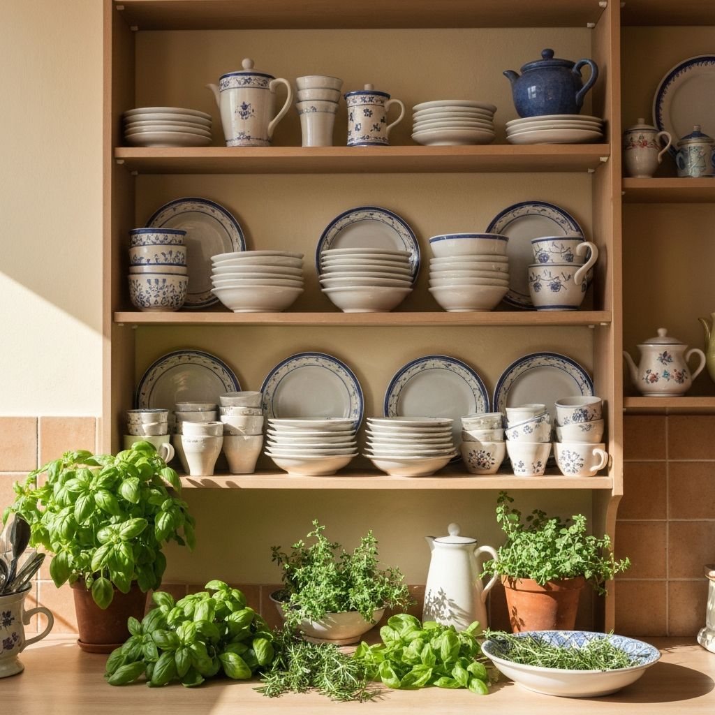 Cucina domestica organizzata